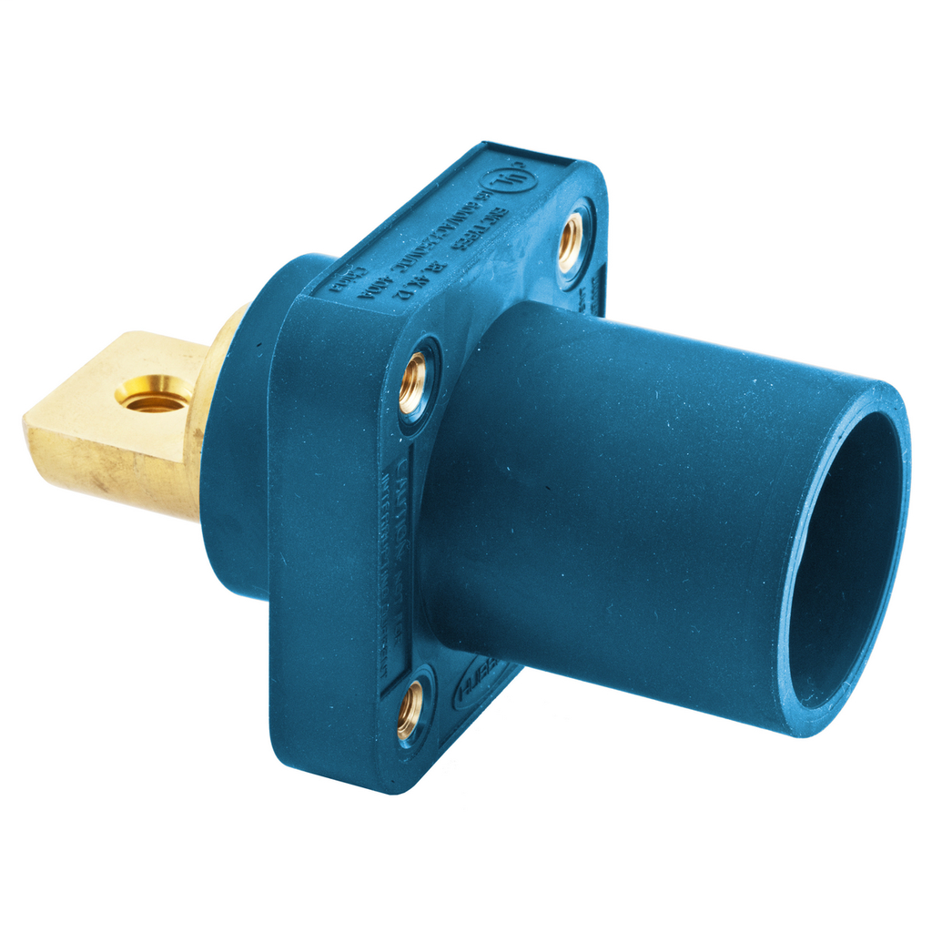 Heavy Duty Products, Single Pole Devices, Industrial Grade, Male Bus Receptacle, 300/400A 250V DC/600V AC, Single Conductor, Blue
