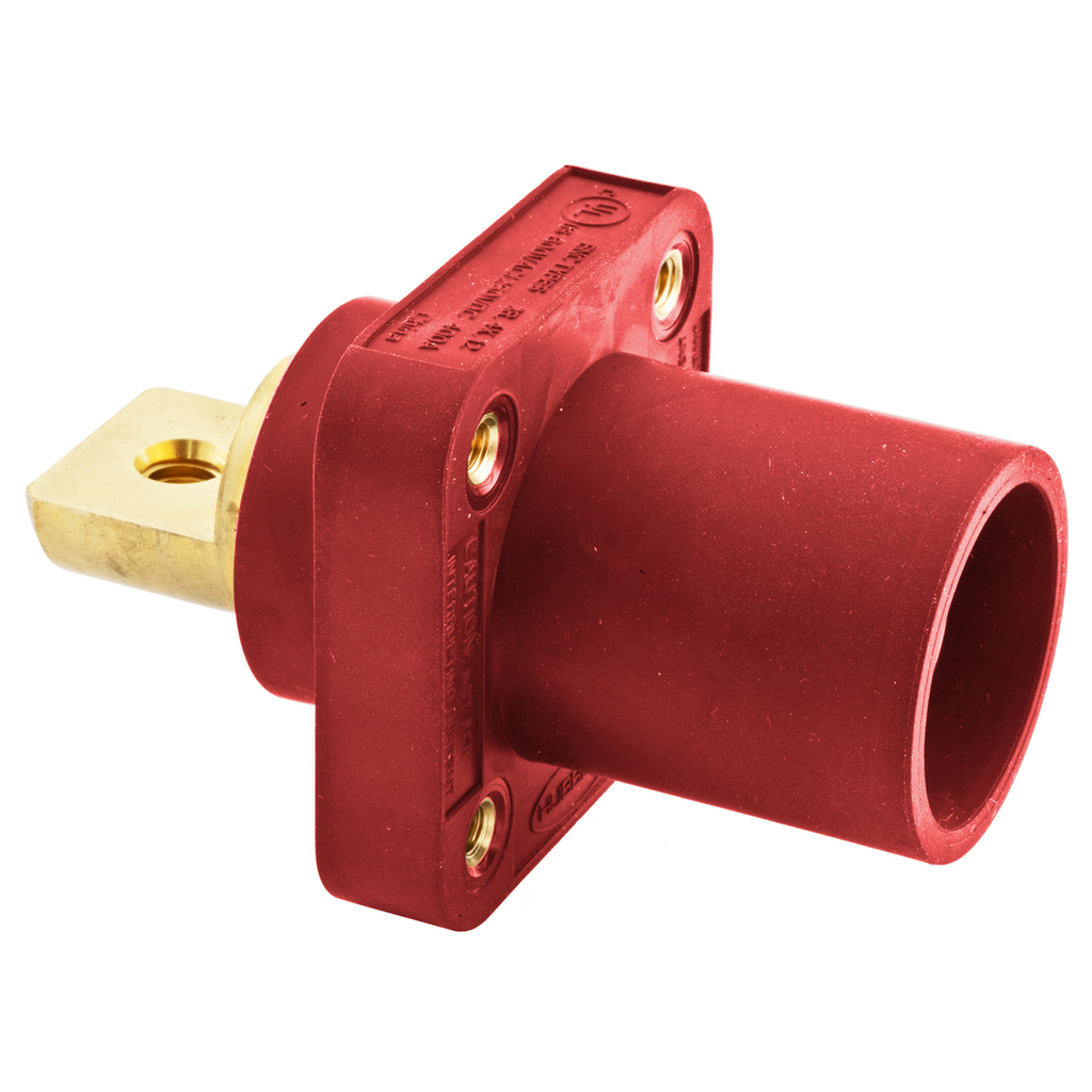 Heavy Duty Products, Single Pole Devices, Industrial Grade, Male Bus Receptacle, 300/400A 250V DC/600V AC, Single Conductor, Red
