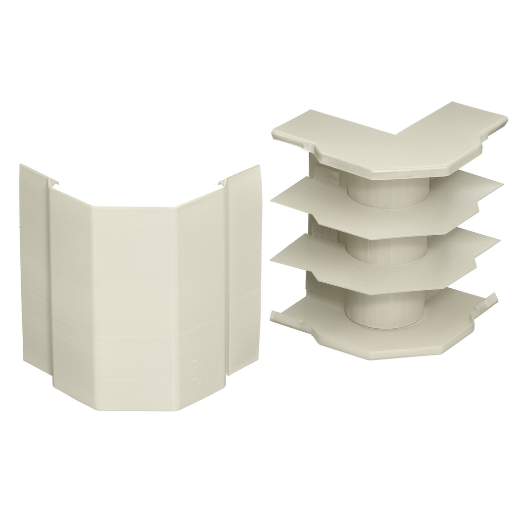 Metal Raceway, HBL6750 Series, Left/Right External Elbow, Divided, Ivory