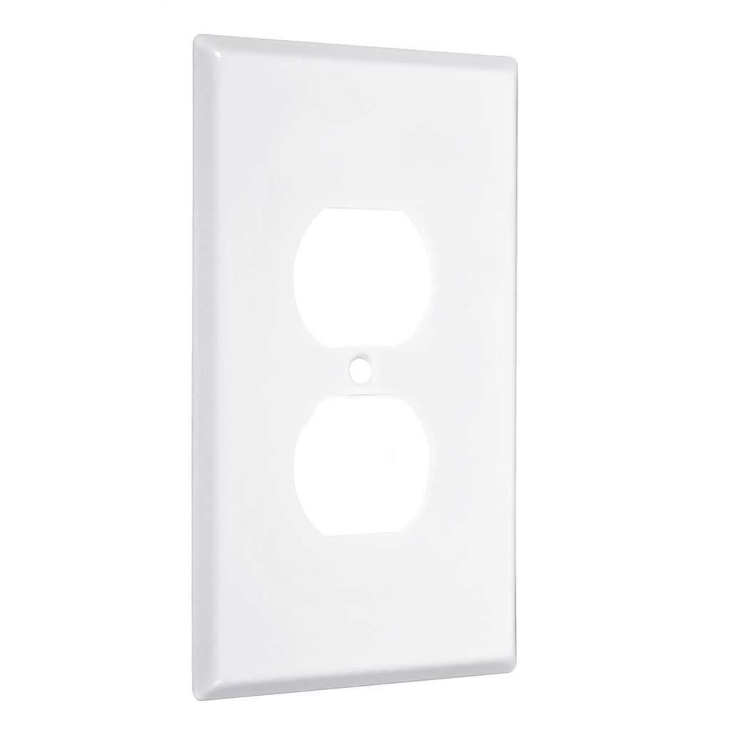 1-Gang Metal Wallplate, Jumbo, Duplex, White Smooth
