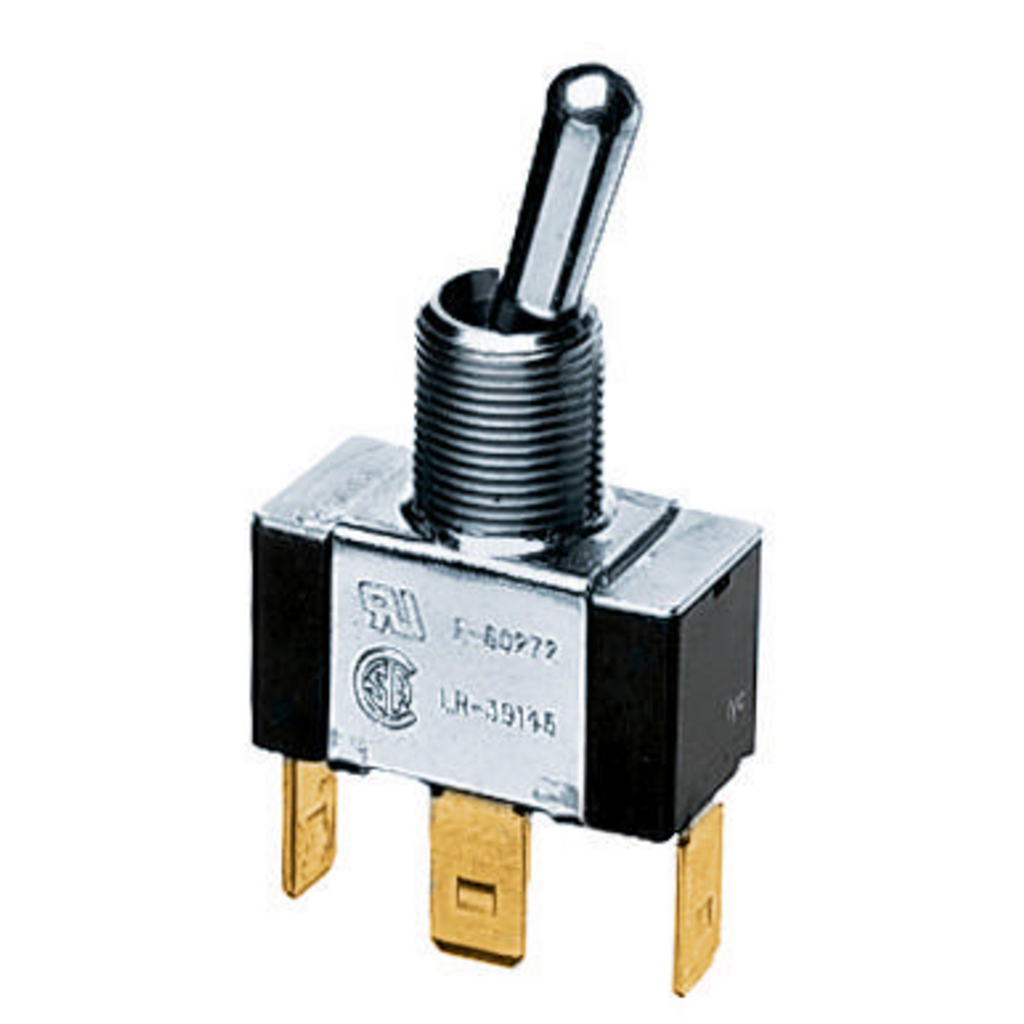 Switches and Lighting Controls, Commercial Grade, Panel Mount and Specialty Switches, Bat Handle Switches, Single Pole Double Throw, 10A 250V/10A 125V, Spade Terminals,