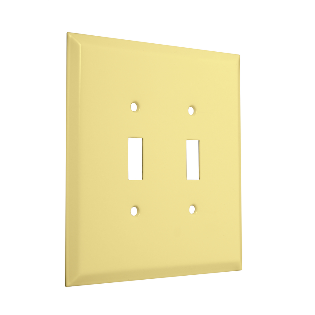 2-Gang Metal Wallplate, Jumbo, 2-Toggle, Ivory Smooth