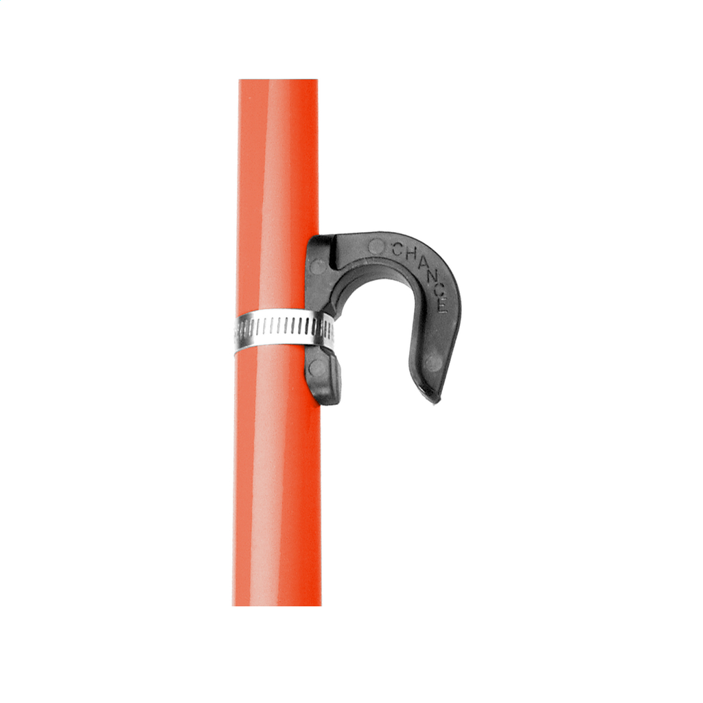 H1760-5 Pole Hanger was designed for use on 1.25" or 1.5" diameter Epoxiglas® poles. It includes a black Nylon-filled plastic hook and a steel hose clamp for easy attachment.