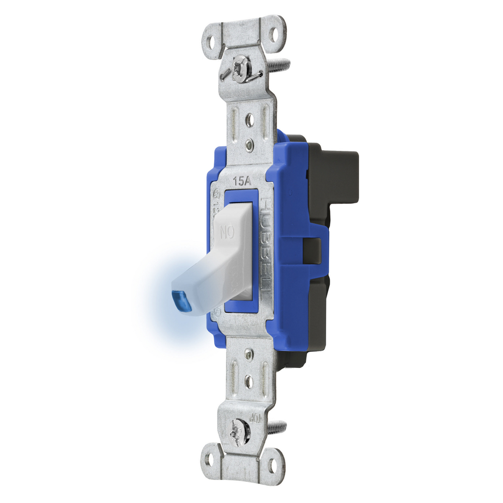 Switches and Lighting Controls, Industrial/Commercial Grade, SNAPConnect Series, Toggle Switches, Illuminated Three Way, 15A 120/277V AC, White Toggle, North American