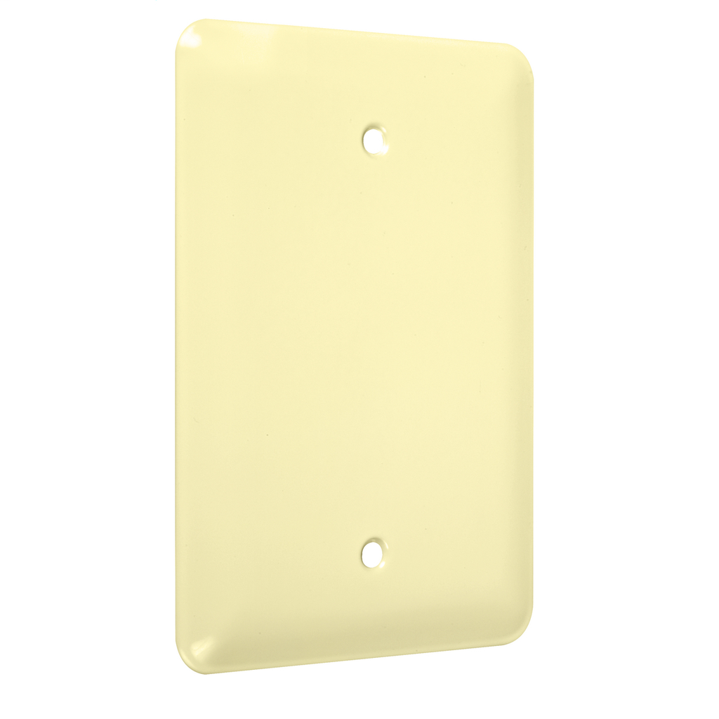 1-Gang Metal Wallplate, Maxi, Blank, Ivory Smooth