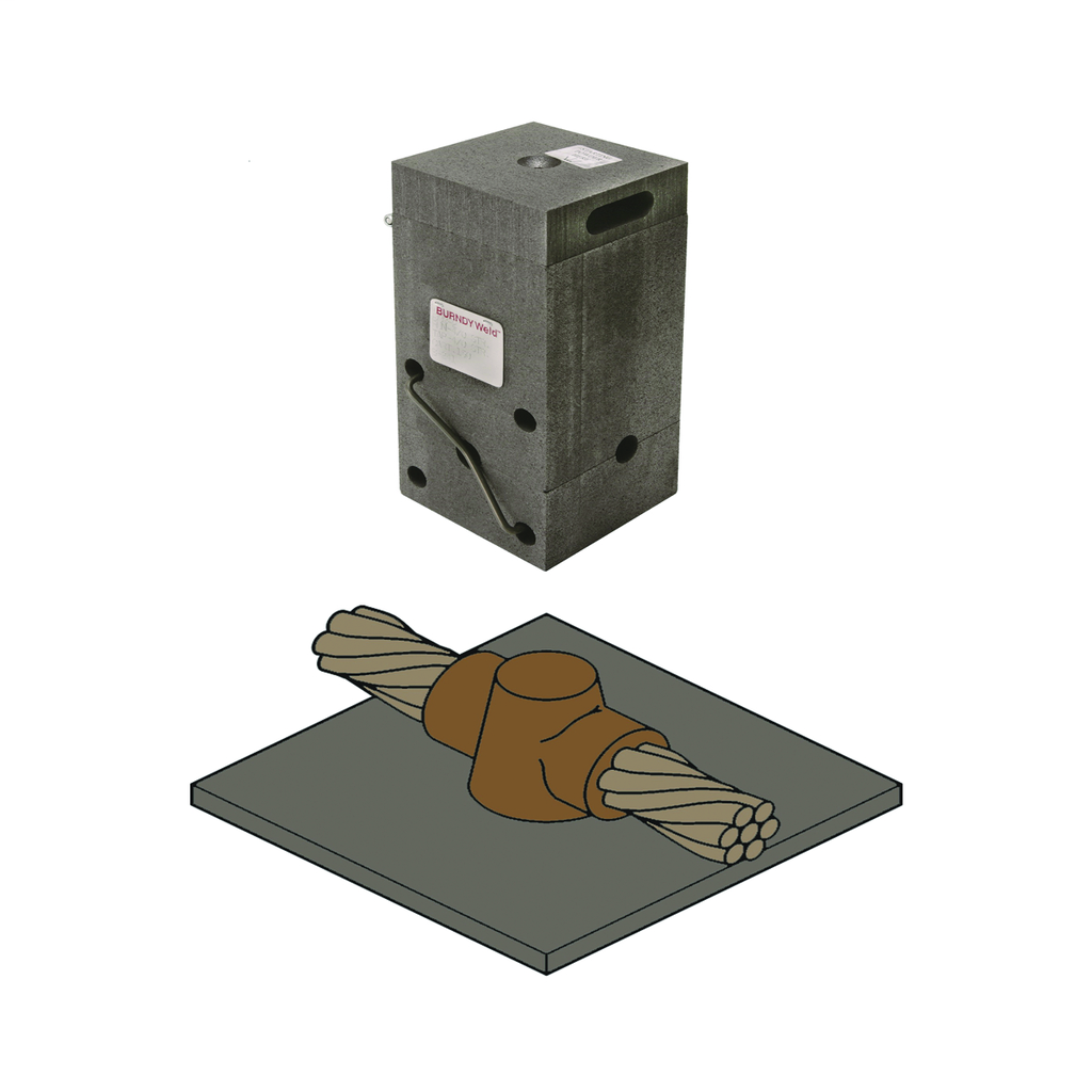 Concentric Stranded Copper Mold Connector, BCS-23 Used To Join Vertical Cable Down To A Vertical Steel Surface