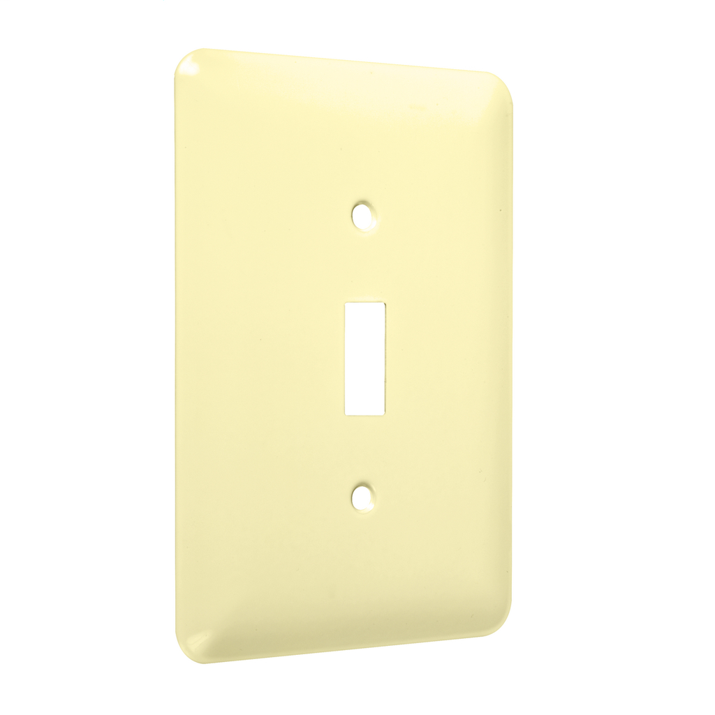 1-Gang Metal Wallplate, Maxi, Toggle, Ivory Smooth