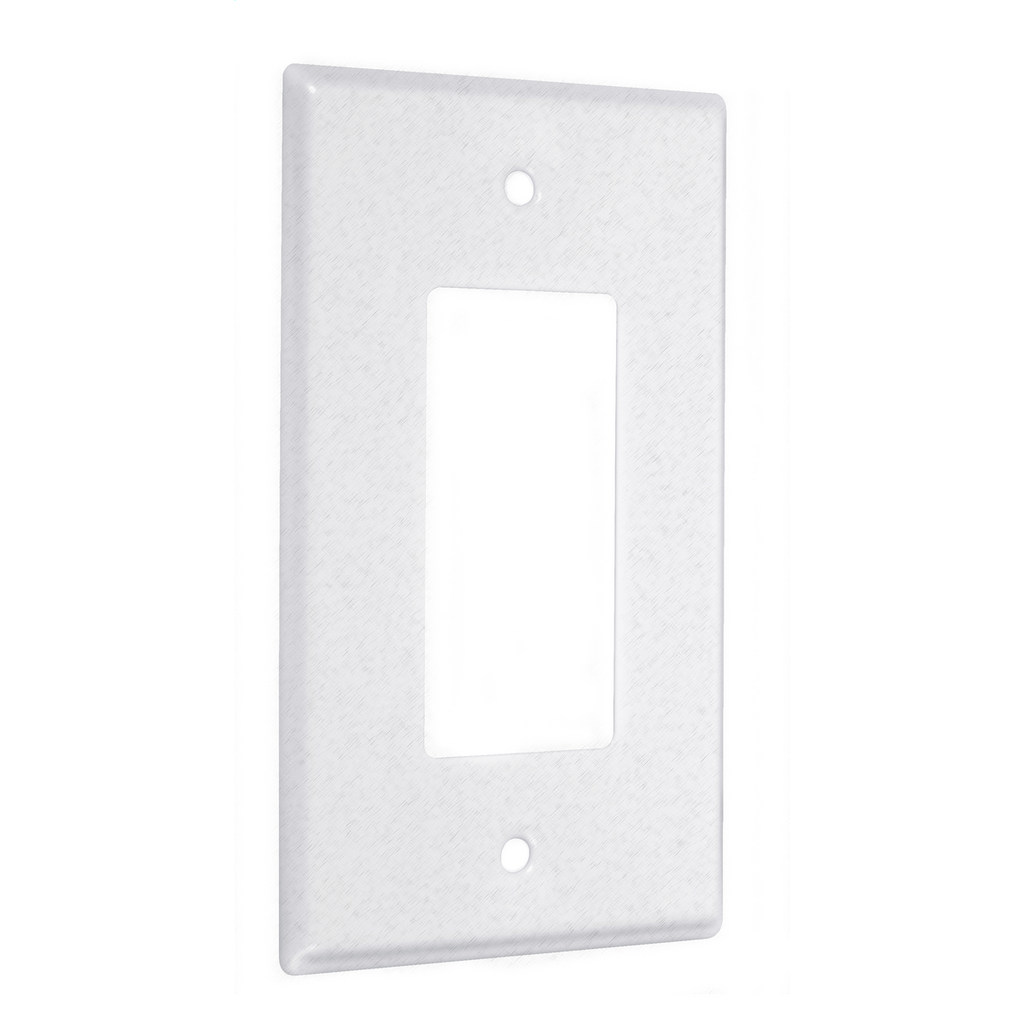 1-Gang Metal Wallplate, Jumbo, Decorator, White Textured