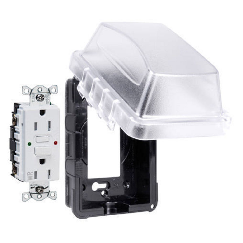1-Gang, In-Use Cover Combo, Hubbell WRTR 15 AMP Self Test GFCI, Standard In-Use Cover, Receptacle
