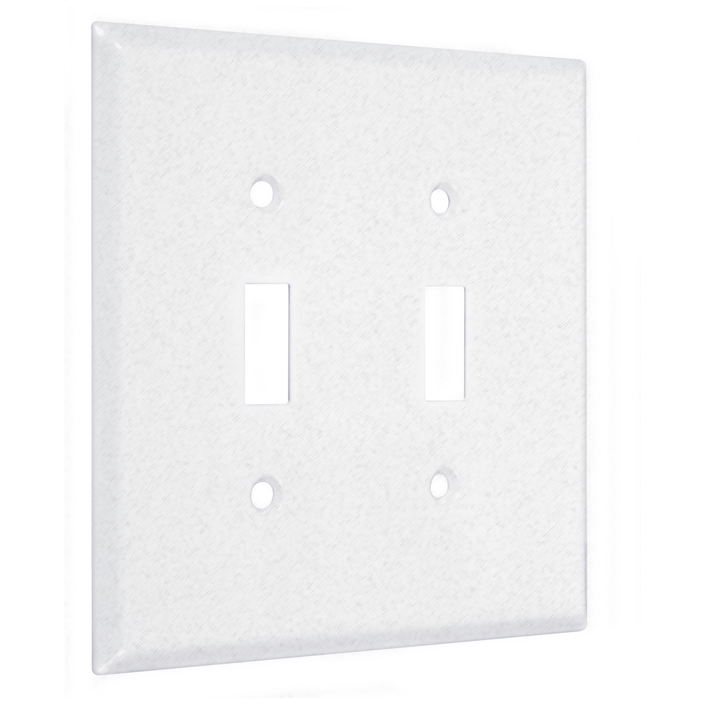 2-Gang Metal Wallplate, Jumbo, 2-Toggle, White Textured