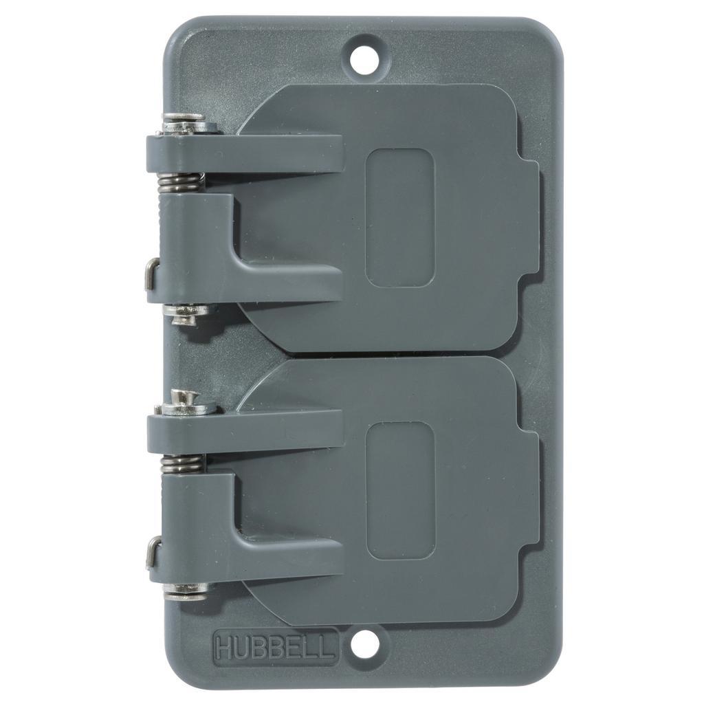 Hubbell HBL3056 COVERPLATE, POB, DUPLEX, W/FLIP LIDS