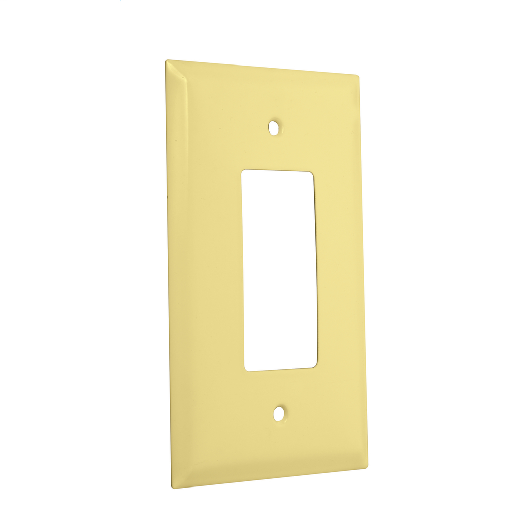 1-Gang Metal Wallplate, Jumbo, Decorator, Ivory Smooth
