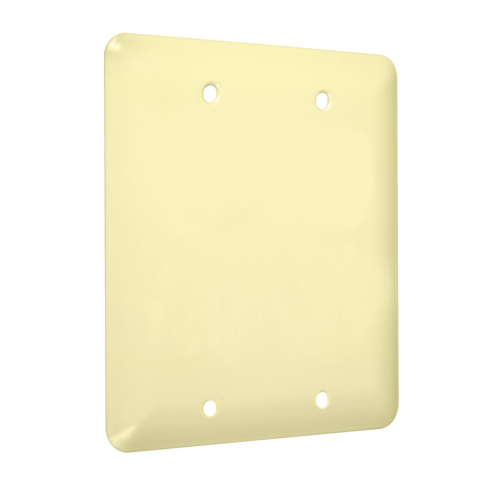 2-Gang Metal Wallplate, Maxi, 2-Blank, Ivory Smooth