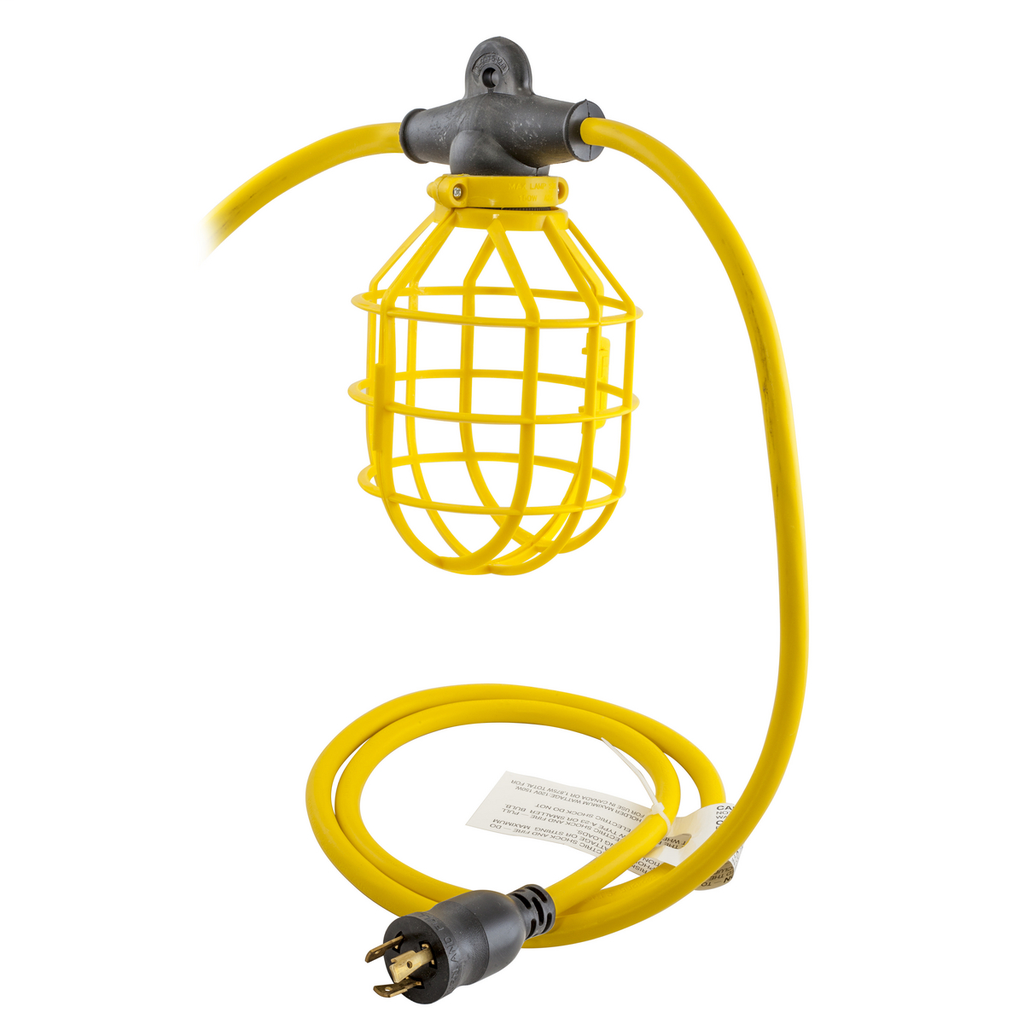 Temporary Lighting Products, 12/3 100' SJTW, Twist-Lock Light String, With Plastic Guard, 10 Fixtures