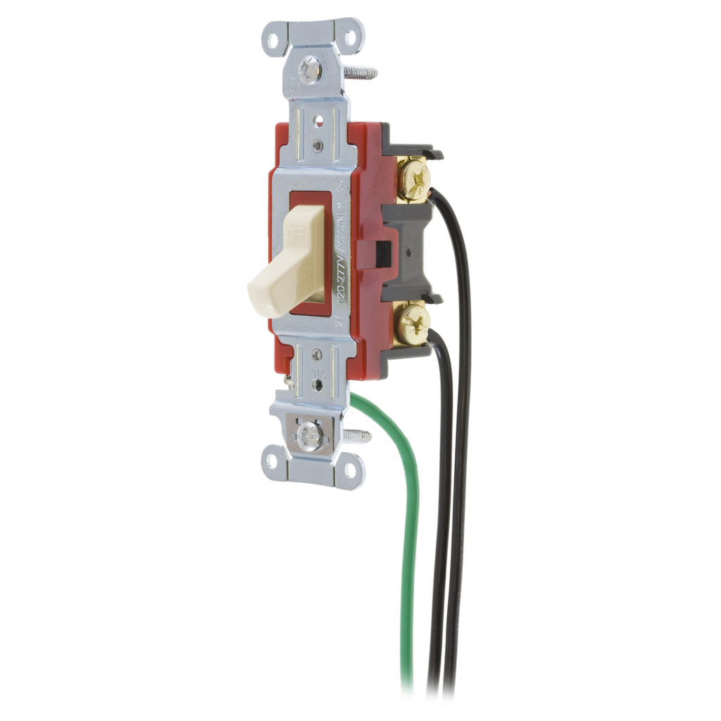Switches and Lighting Controls, Hubbell- PRO Series, Toggle Switches, General Purpose AC, Double Pole, 20A120/277V AC, Back and Side Wired, Pre-Wired with 8" #12 THHN,
