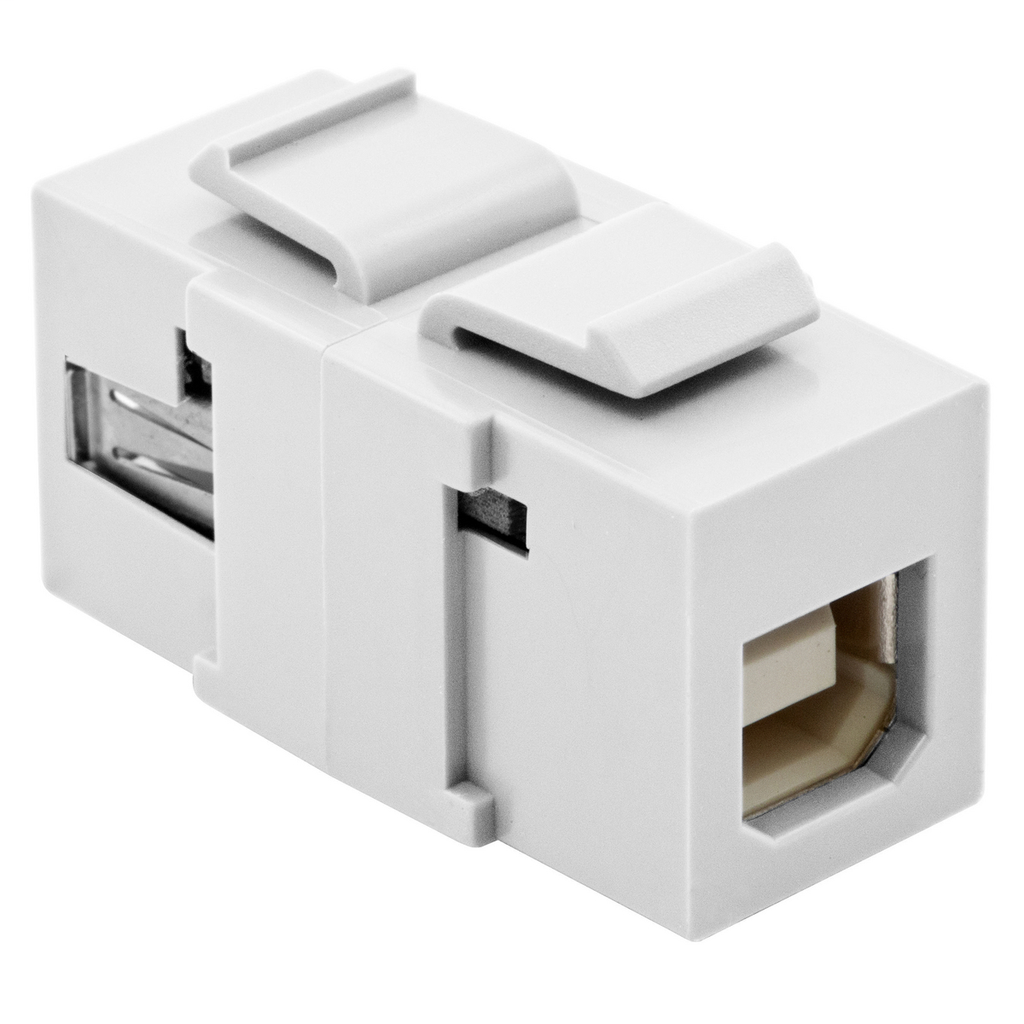 Snap-Fit, Keystone, USB, A to B, White