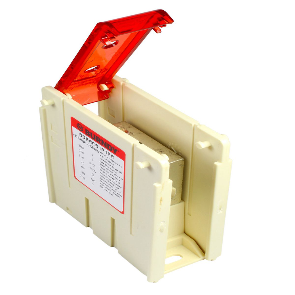 Hinged small cover for distribution block.