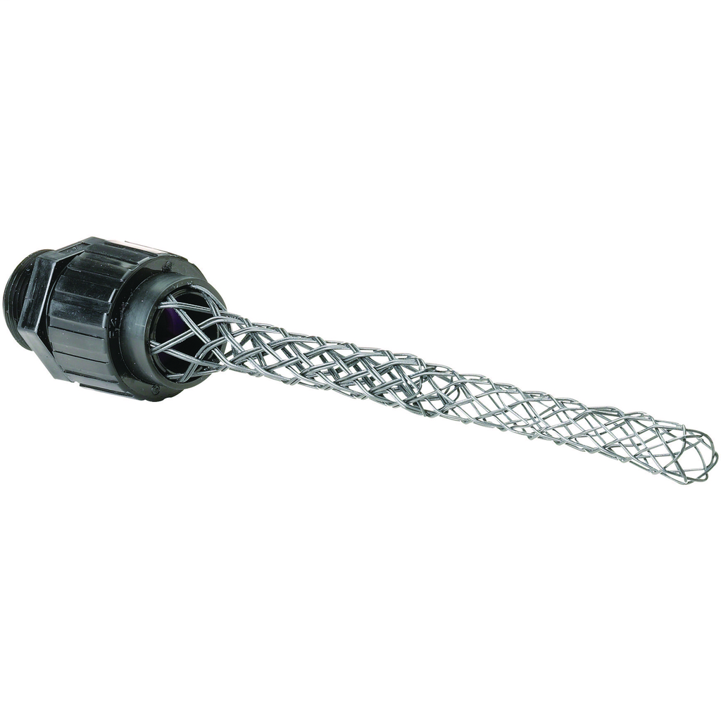 3/4" Nylon Cord Connector, Straight w/ Mesh Grip, Cord Range .500-.625, Brown