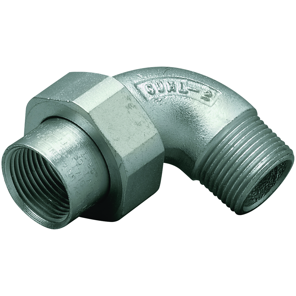 1/2" 90° Angle Union, Iron, Male to Female, Quad Listed
