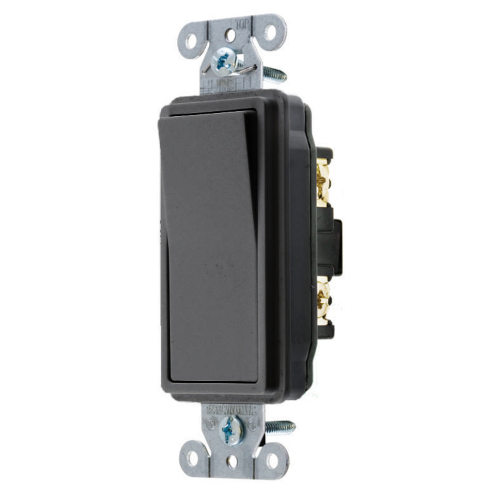 Switches and Lighting Control, Decorator Switch, Specification Grade, Four Way, 20A 120/277V AC, Back and Side Wired, Black