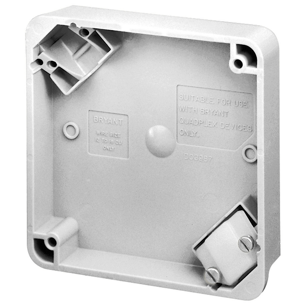 Straight Blade Devices, Accessories, 4" Square Portable Box, Quad Plex Receptacles, White, Single Pack