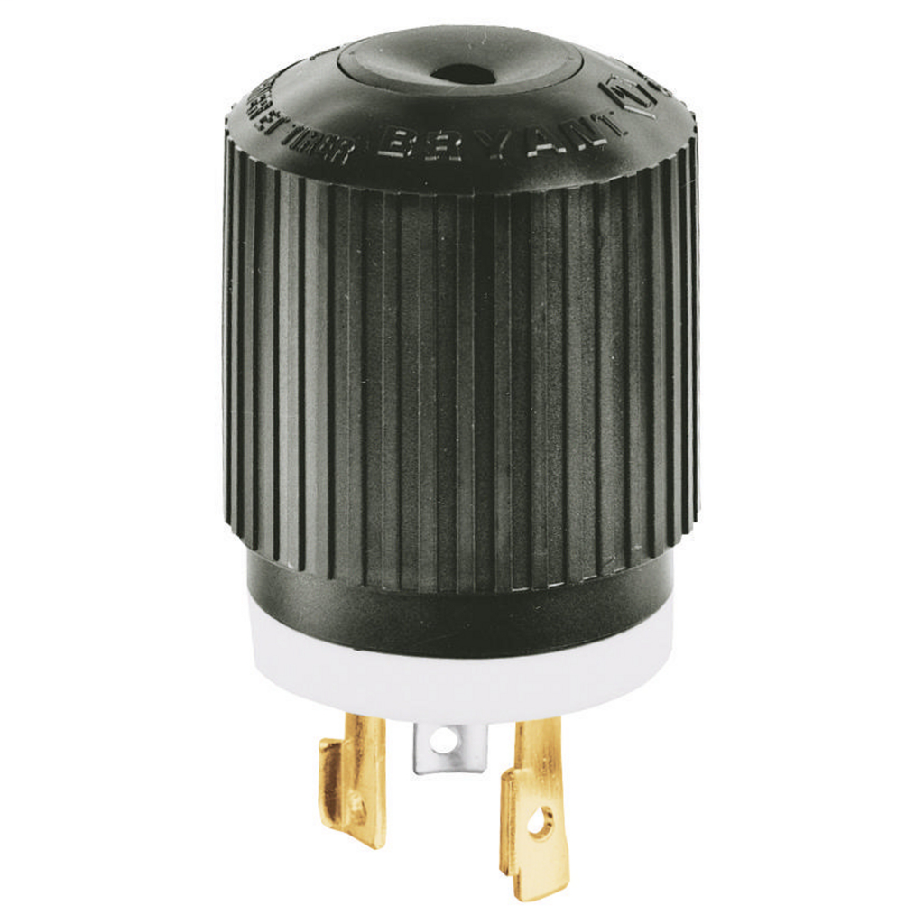 Locking Devices, Industrial, Male Plug, 30A 120V 400Hz, 2-Pole 3-Wire Grounding, FSL2P, Screw Terminal, Black and White
