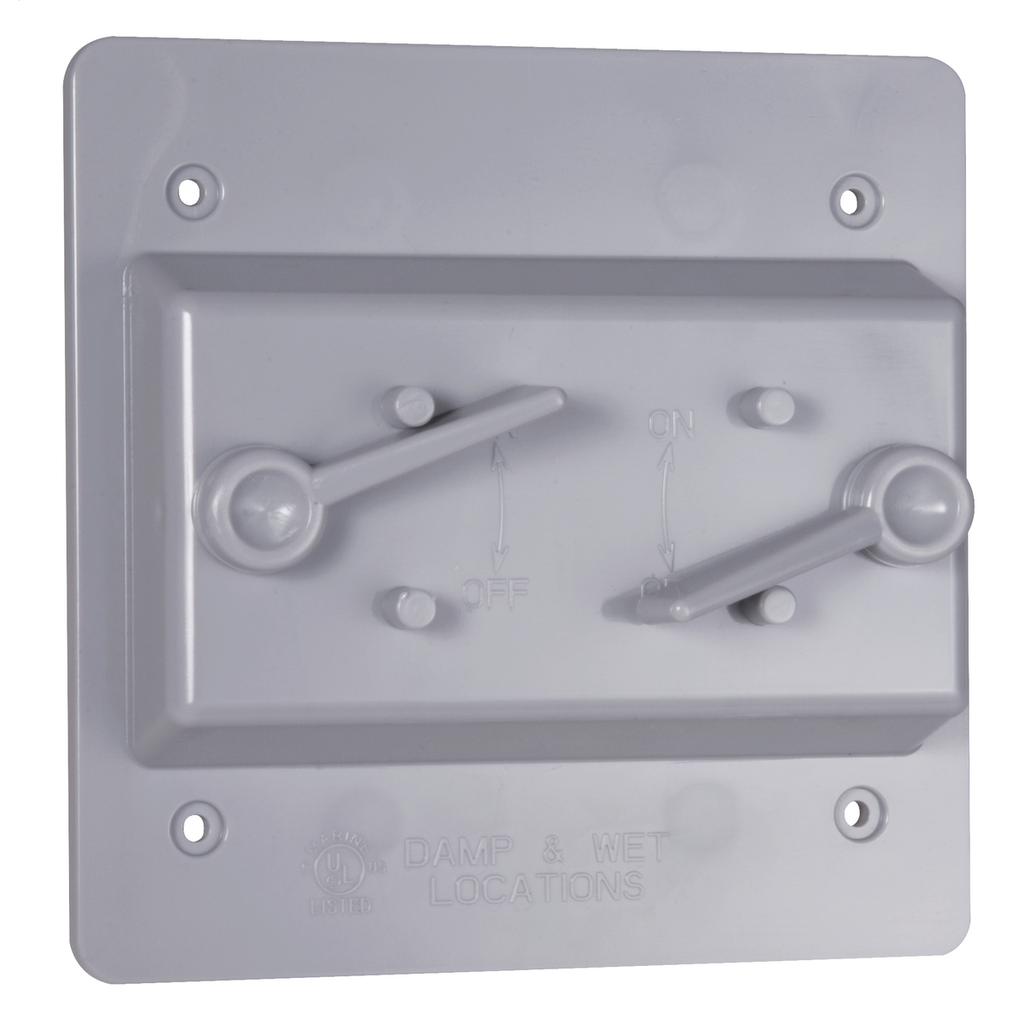2-Gang Weatherproof Cover, Plastic, Toggle/Toggle, Gray