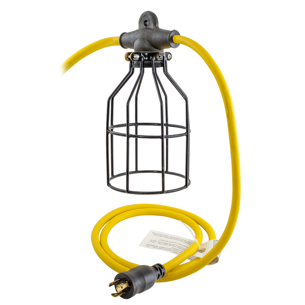 Temporary Lighting Products, Light String, Twist-Lock, With Metal Guard, 100', 10 Fixtures
