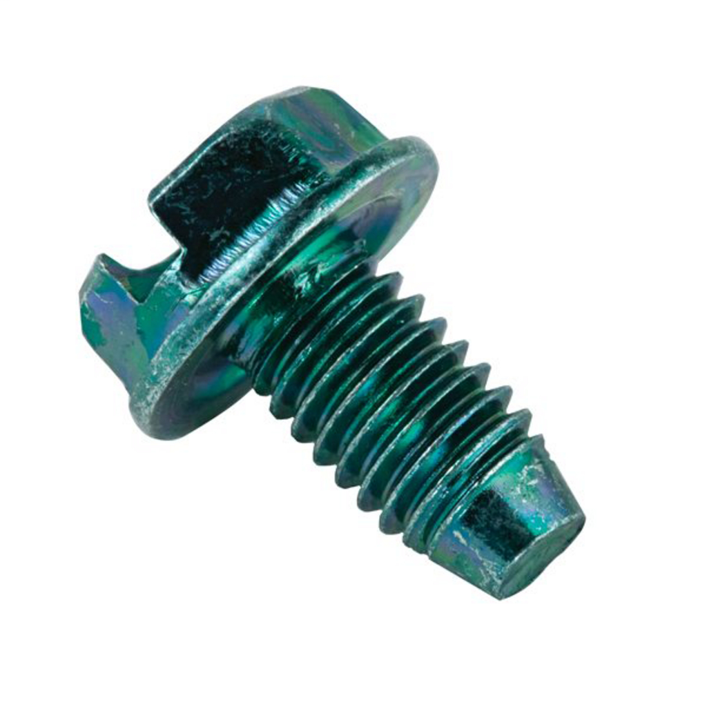 Slotted Head, Green Dye Finish, 3/8 in. Ground Screw for 10-32 tapped Hole (100/Clam)