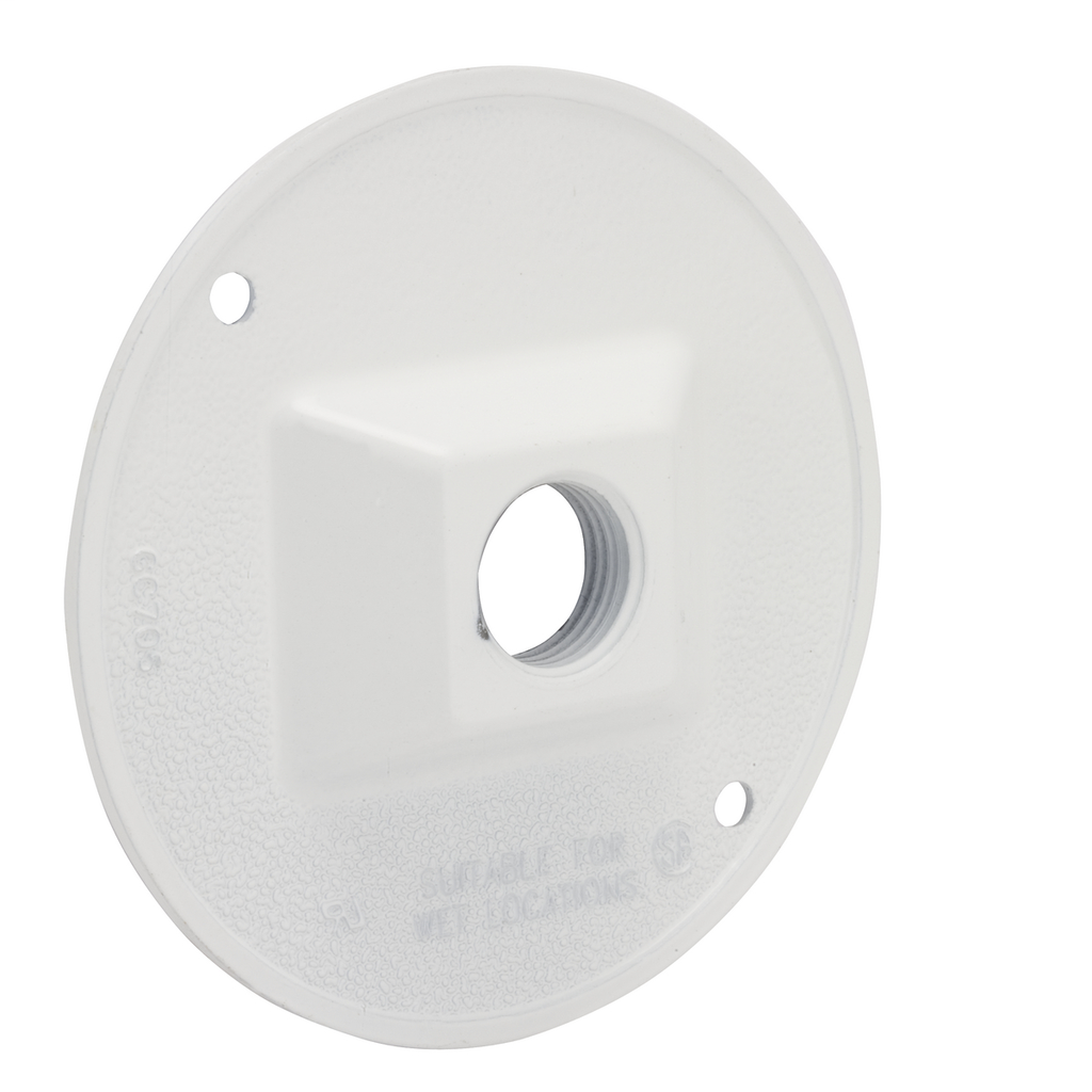Round Weatherproof Cluster Cover, One 1/2 in. Threaded Outlets, White