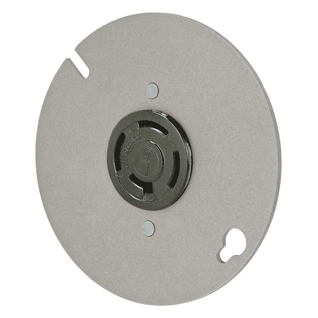 Locking Devices, Industrial, Flush Receptacle, 20A 3-Phase Wye 120/208V AC, 4-Pole 4-Wire Non-Grounding, Non-NEMA, Screw Terminal, Black, Mounted to 4" Round Cover
