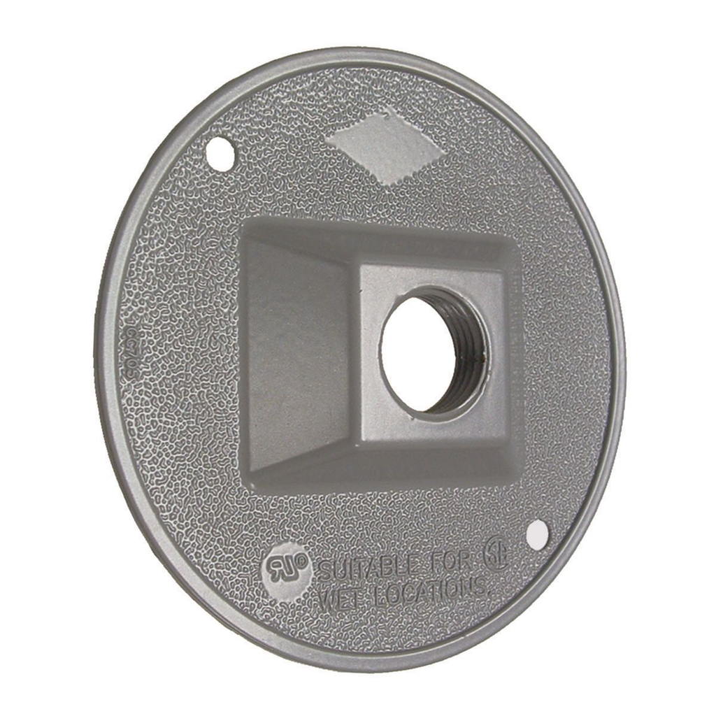 Round Weatherproof Cluster Cover, One 1/2 in. Threaded Outlets, Gray
