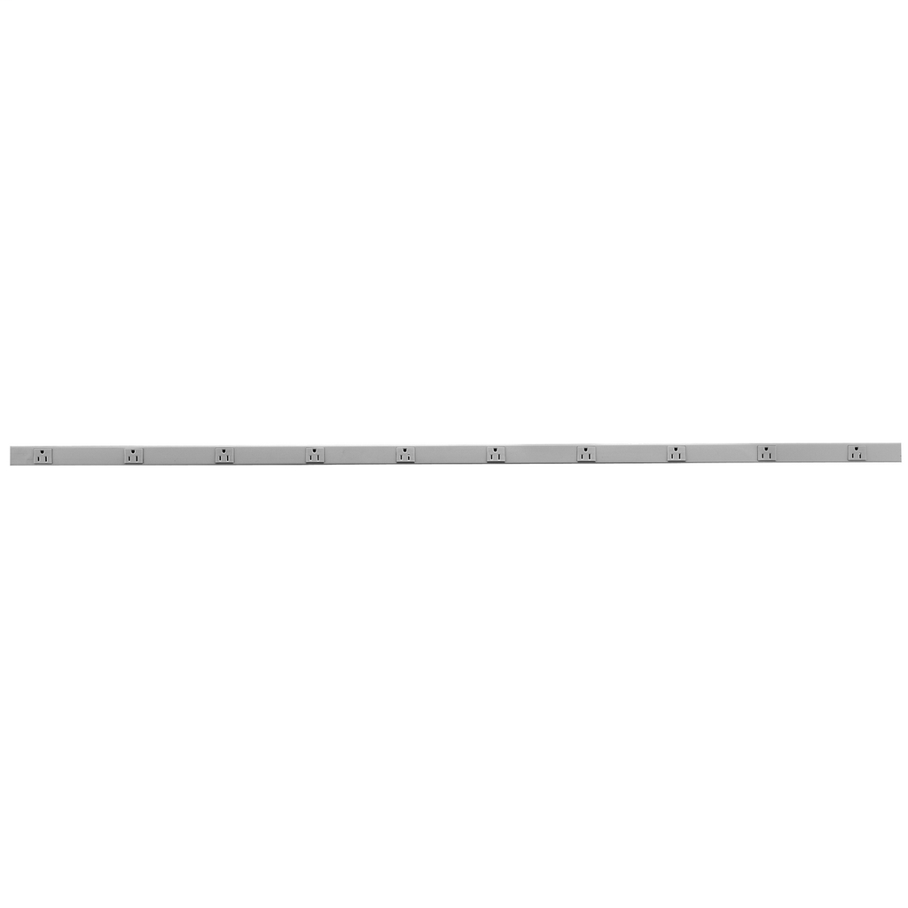 Metal PlugTrak, 20A 125V, 1 Circuit, 10 Receptacle, 5' Length, Gray