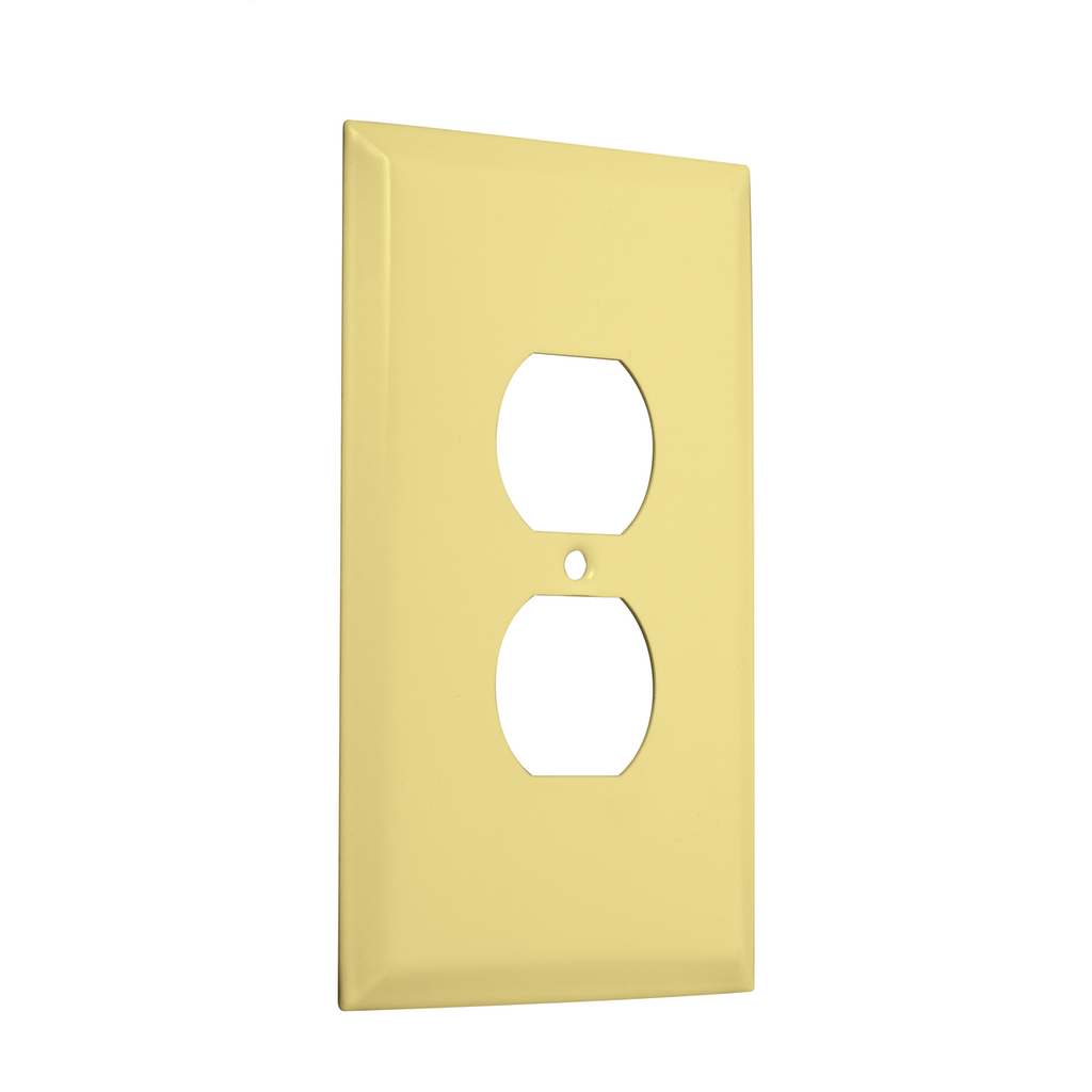 1-Gang Metal Wallplate, Jumbo, Duplex, Ivory Smooth