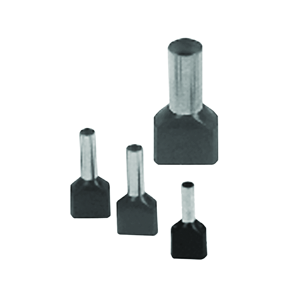 Elect Cu Twin Insul Wire Ferrules, Smooth Funnel Entry, 14 AWG, 0.88" L, Tin Plated, Gray, For use on Cu Cond