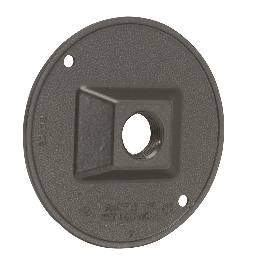 Round Weatherproof Cluster Cover, One 1/2 in. Threaded Outlets, Bronze