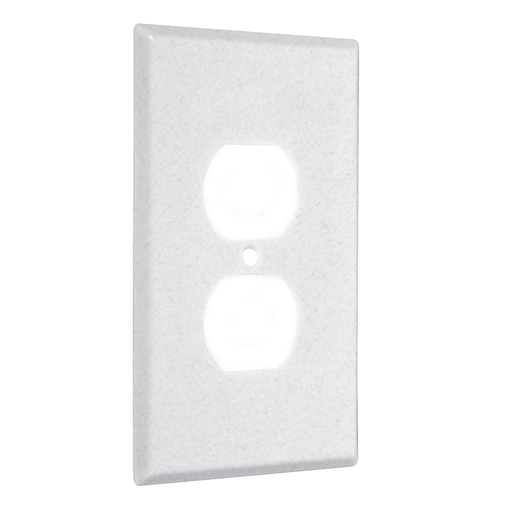 1-Gang Metal Wallplate, Jumbo, Duplex, White Textured
