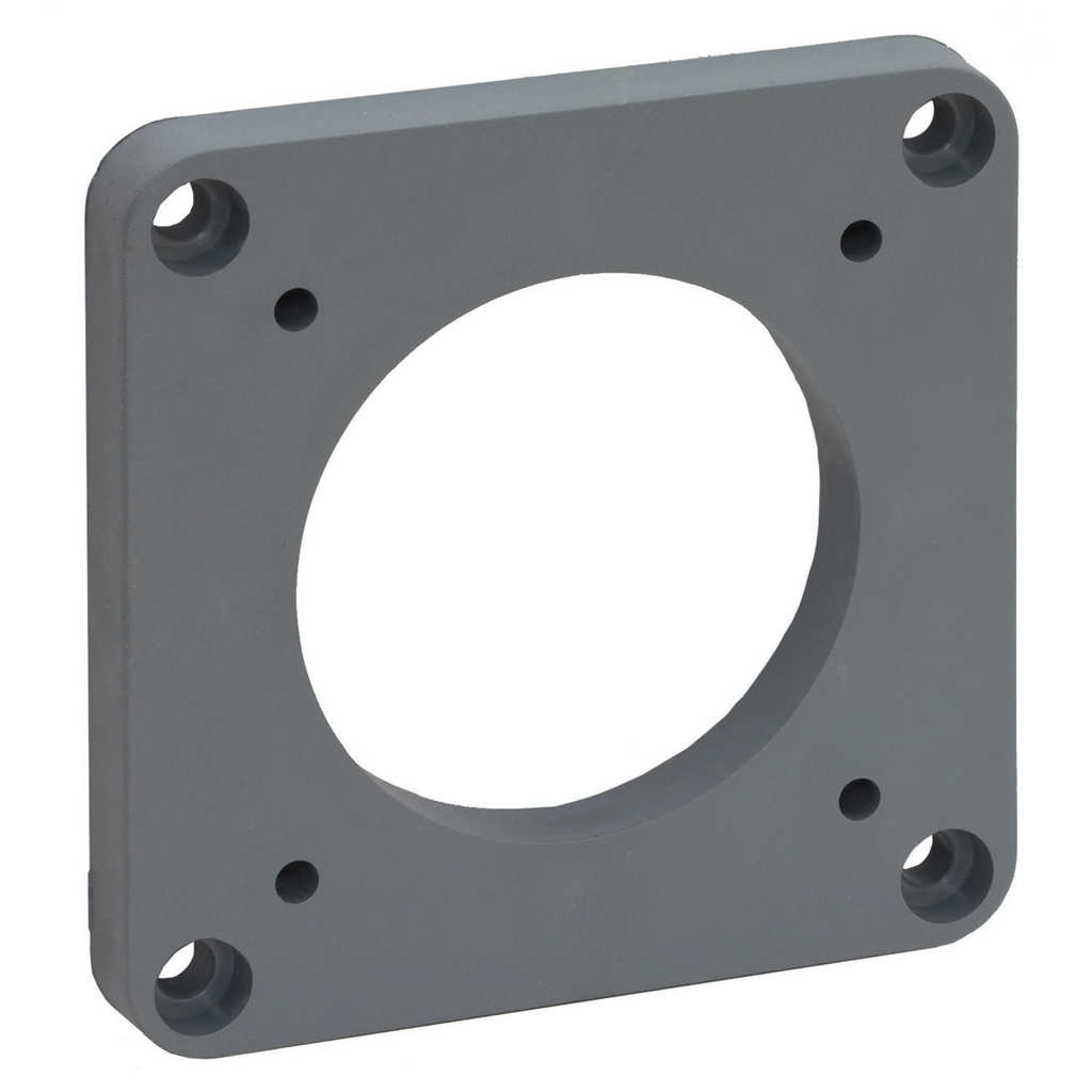 Heavy Duty Products, IEC Pin and Sleeve Devices, Industrial Grade, Accessory, Receptacle and Inlet Angle Adapter, For 60A Mounting Screws Included, Gray Cast Aluminum