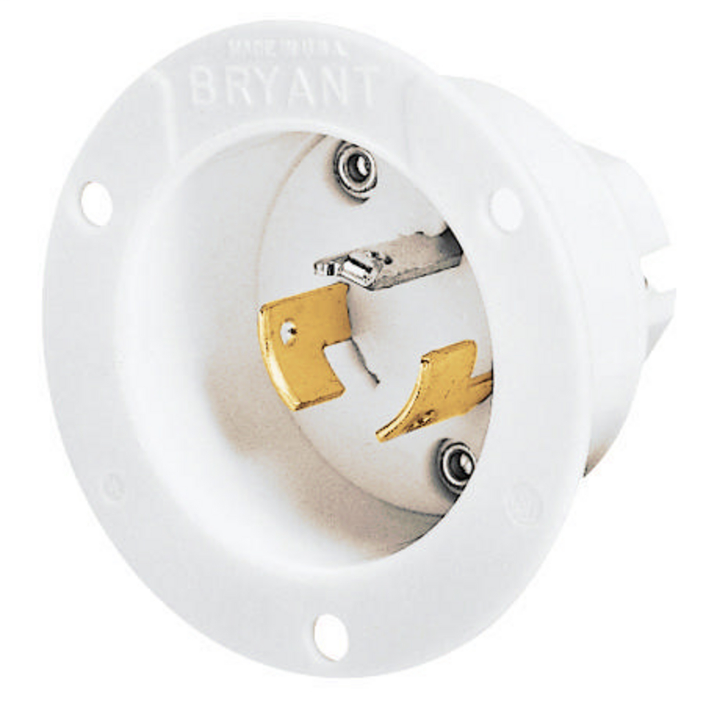 Locking Devices, Industrial, Flanged Inlet, 20A 250V, 2-Pole 3-Wire Grounding, Non-NEMA, Screw Terminal, Black