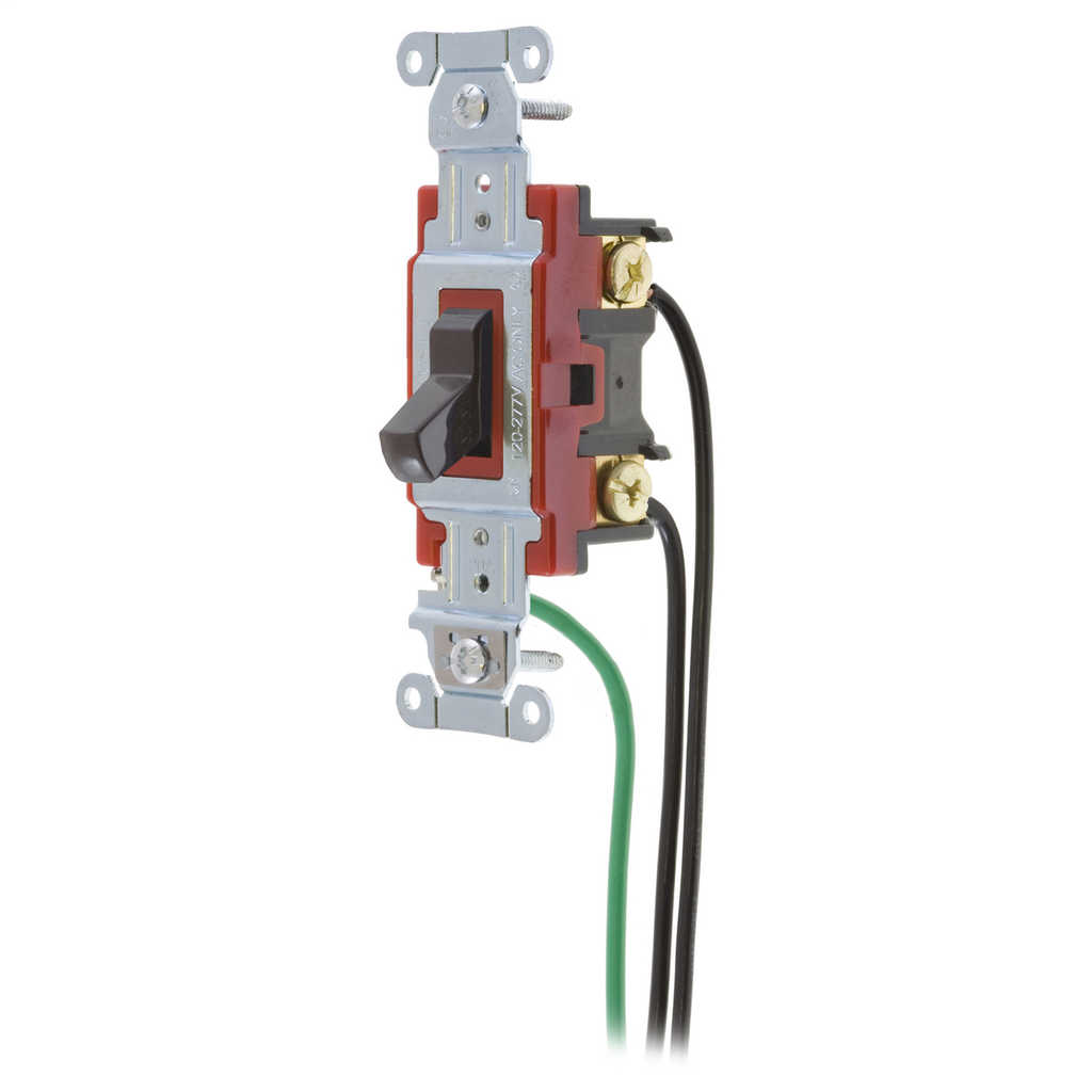Switches and Lighting Controls, Hubbell- PRO Series, Toggle Switches, General Purpose AC, 4 Way, 20A 120/277VAC, Back and Side Wired, Pre-Wired with 8" #12 THHN, Brown