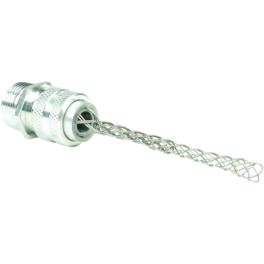 1/2" Cord Connector, Aluminum Straight w/ Mesh Grip, Cord Range .187-.250, Red