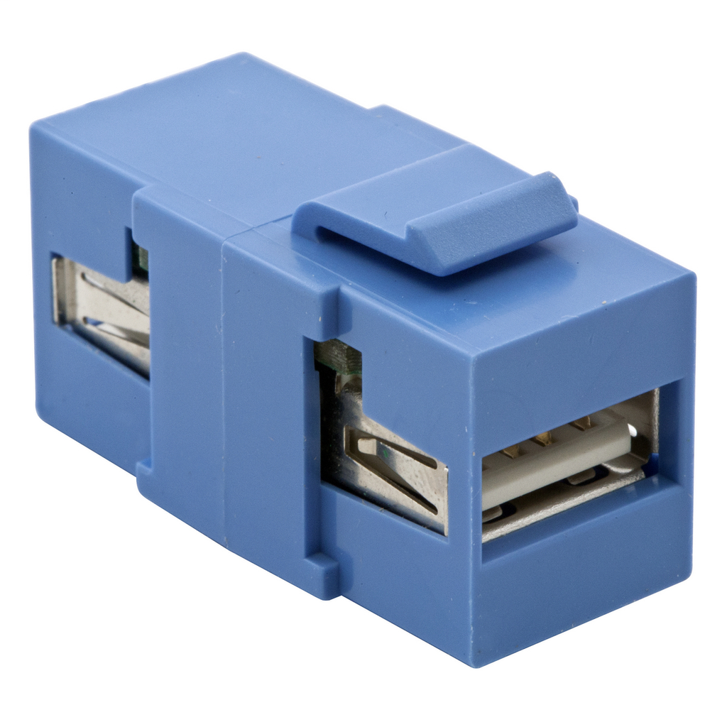 Snap-Fit, Keystone, USB, A to A, Black