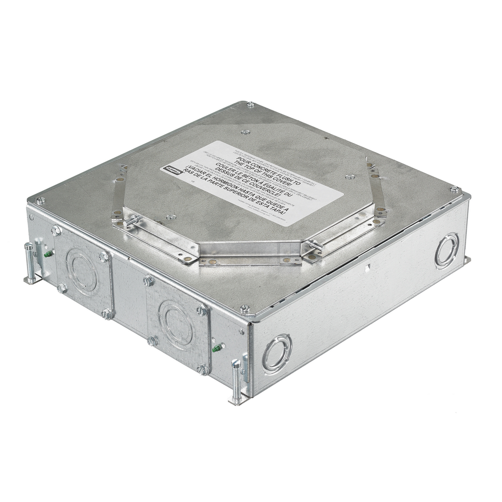 Product image for Hubbell Wiring Devices CFB4G30R 3 Inch 4-Gang Recessed Concrete Floor Box with Round Cover