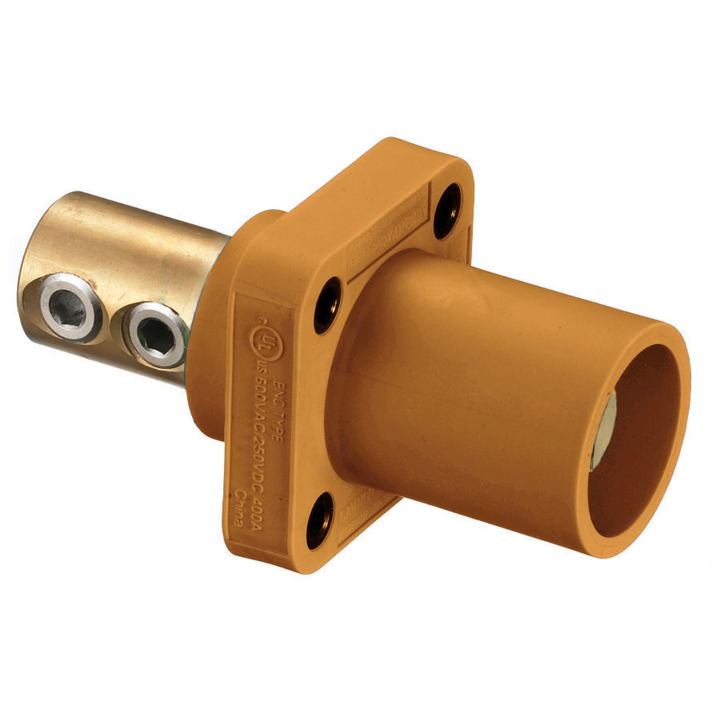 400 Amp Set Screw Type Panel Mount Male Receptacle, Orange
