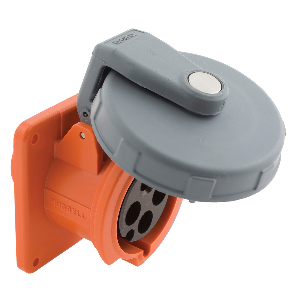 Watertight IEC Pin and Sleeve Receptacle, 3P4W, 30A 125/250V