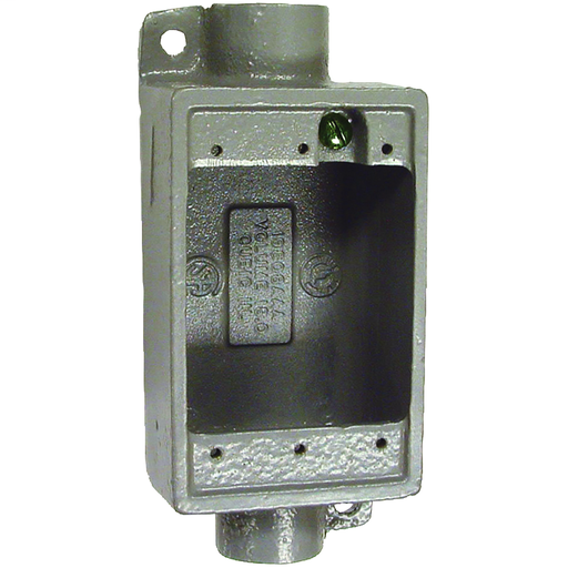 FDC SERIES FITTINGS - ALUMINUM - FDC TYPE CAST DEVICE BOX - DEEP - FEEDTHRU - HUB SIZE 3/4 IN - VOLUME 28.5 CU IN