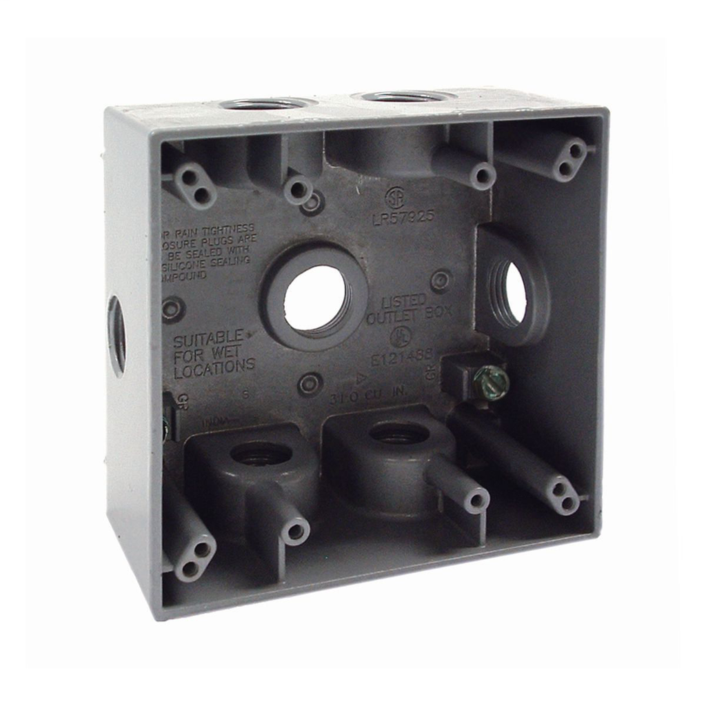RACO 5338-0 2G WP BOX W/7 1/2HUBS
