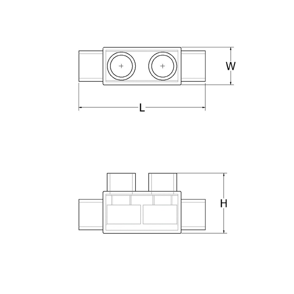 Burndy 1PBS2 UV Rated Black UNITAP™, 2, 14 2 Kcmil, 238" L, 075" W
