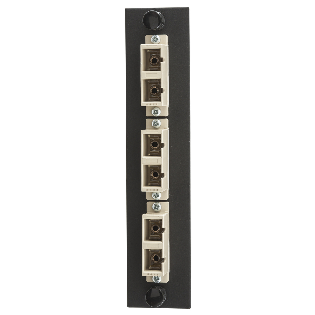 Product image for Hubbell Wiring Devices FSPSCDM3BE 6-Port Multi-Mode Beige Phosphor Bronze 3 SC Duplex FSP Adapter Panel