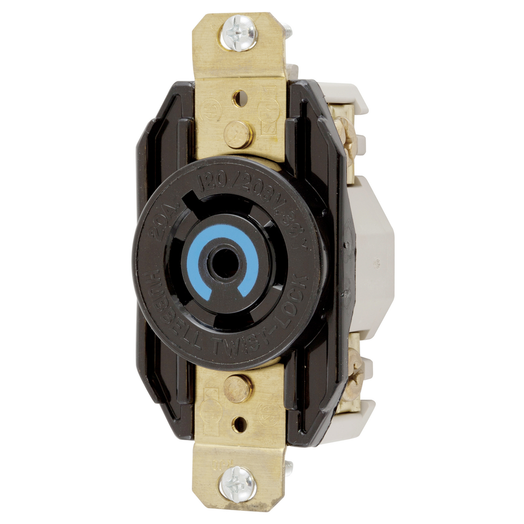 Hubbell HBL2510 20A 3PH 120/208V Twist- Lock Receptacle, L21-20R, Black